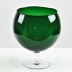 Grote Vintage Groene Glazen ‘Brandy Glass’ Vaas Beker Mond Geblazen 26Cm thumbnail 12