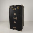 Antieke Belber Zwarte Leren Stoomkoffer Uit 1924 - Grote Reisgarderobe thumbnail 4