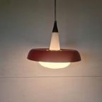 Vintage Opaline Design Hanglamp Rood Wit thumbnail 12
