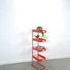 Rood Metalen Winkelvitrine Winkelrek Met Manden Vintage thumbnail 8