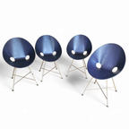 4 X Dark Blue Thonet S664 Dining Chairs /designed In 1954 By Eddie Harlis thumbnail 5