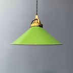 Groen Emaille Hanglamp Met Messing Armatuur thumbnail 2