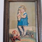 Vintage Druk Prentje Achter Glas In Lijst Schilderijtje thumbnail 3