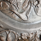 Antiek Koperen Wandbord Rubens Met Vrouw, 19e Eeuw thumbnail 4