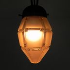 Art Deco Hanglamp Met Zeshoekige Glazen Kap, Jaren 30 thumbnail 15