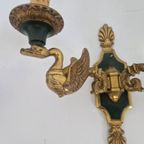 Bronzen Zwanen Wandlampen Door Lucien Gau Jaren 60. thumbnail 6