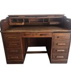 Vintage Houten Amerikaanse Bureau Met Rolluik Deur thumbnail 13