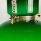 Large Dark Green Opaline Glass Pendant Light By Herbert Proft For Glashütte Limburg thumbnail 5