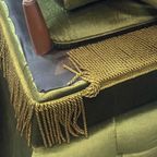 Vintage Set Van Twee Fauteuils Fluweel Groen ‘Nieuw Staat’. thumbnail 3