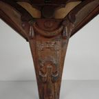 Art Deco Bistrotafel Met Eiken Blad Op Gietijzeren Frame thumbnail 23