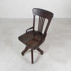 Eiken Bureaustoel, Atelierstoel, In Hoogte Verstelbaar, Jaren 30 thumbnail 5