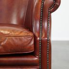 Zeer Mooie En Luxe Cognac-kleurige Rundleren Clubfauteuil In Engelse Stijl thumbnail 4
