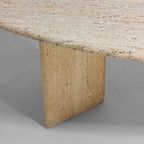 Mid-century Vintage Natuurlijke Travertin Ovale Eettafel, Italië 1970 thumbnail 4