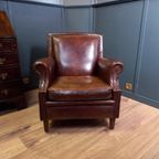 Schapenleren Vintage Clubfauteuil In Art Deco Stijl thumbnail 9