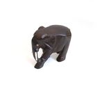 Prachtig Vintage Handgesneden Ebbenhouten Olifant Beeldje, Jaren '50/'60. thumbnail 2