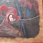 Vintage Olieverf Schilderij Van Een Clown thumbnail 4