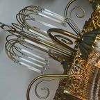 Vintage Art Deco Jaren 20 Stijl Kroonluchter Hanglamp Opaline Staafjes thumbnail 8