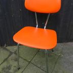 Prachtige Rode Bruine Witte Vintage Retro Formica Stoelen thumbnail 11