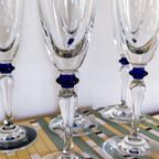5x Vintage Champagneglas Donkerblauw Bolletje thumbnail 5
