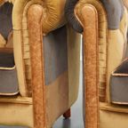 Unieke Set Van 2 In Goede Staat Verkerende Stoffen Patchwork Chesterfield Clubfauteuils thumbnail 11