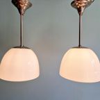 Art Deco Hanglamp In Wit Opaline (4 Stuks Beschikbaar) thumbnail 14