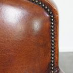 Stijlvolle Schapenleren Design Fauteuil/ Armchair In Een Warme Cognac Kleur thumbnail 16