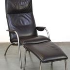 Donkerbruine Lederen Design Fauteuil + Hocker De Sede Ds 270 thumbnail 2