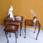 Engelse Vintage Mimiset, Miniset, Set Van 3 Bijzettafeltjes thumbnail 3