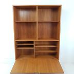 Vintage Deense Boekenkast Met Klep Teak Fineer thumbnail 3