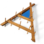 Wooden Wall Coat Rack / Triangular Shape / Triangle Mirror At The Top / 1960s thumbnail 4