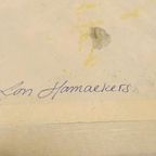 Vintage Origineel Aquarel Schilderij, Ingelijst thumbnail 12