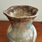Vintage Strehla Germany Vaasje Vaas Bruin Blauw Geel  | Kerst thumbnail 5