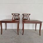 Klassiek Art Nouveau Jugendstil Harp Bijzettafeltjes. thumbnail 2