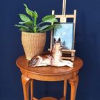 Antieke Vintage Wijntafel, Ronde Eikenhouten Bijzettafel thumbnail 2