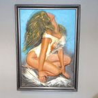 Vintage Xl Leren Reliëf Schilderij Van Een Sexy Dame thumbnail 21