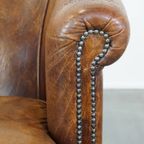 Cognac-kleurige, Karakteristieke Vintage Schapenleren Clubfauteuil Met Een Tijdloos Design thumbnail 4