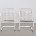 Vintage Set 2 Draad Fauteuil Chroom ‘80 Mid Century Wire thumbnail 4