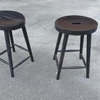 2 X Vintage Houten Kruk, P/p/s thumbnail 10