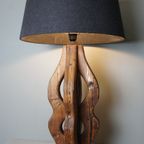 Brutalist Massief Eiken Gebrande Lamp thumbnail 2