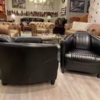 Showroommodel: 2X Stoere Industriële Tubchairs / Fauteuils Aviator In Hand Gepatineerd Zwart Run thumbnail 4