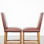 Set Van 4 Luxe En Comfortabele Cognac-kleurige Engelse Stijl Eetkamerstoelen thumbnail 12