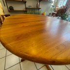 Vintage Deens Design Eettafel Ovaal/Rond, Massief Teak, Verlengbaar thumbnail 9