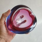 Vintage Murano Glas Asbak Roze Blauw thumbnail 16