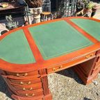 Klassieke Engelse Ovale Schrijftafel, Bureau, Partnerdesk, M thumbnail 2