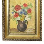 Oud Amateur Schilderij Bloemen Gouden Barok Lijst Bleyaert 28X23Cm thumbnail 8