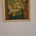 Jaren 70 Vintage Schilderij Druk Prent thumbnail 3