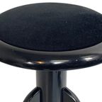 Vintage - Wooden Piano Stool / Chair - Mounted On A Swiveling Base - Glossy Black And Upholstered thumbnail 4