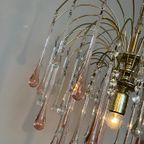 Xl Vintage Roze Murano Kristallen Kroonluchter Hanglamp thumbnail 10