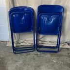 4X Vintage Kobalt Blauwe Klapstoelen thumbnail 6