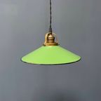 Groen Emaille Hanglamp Met Messing Armatuur thumbnail 2